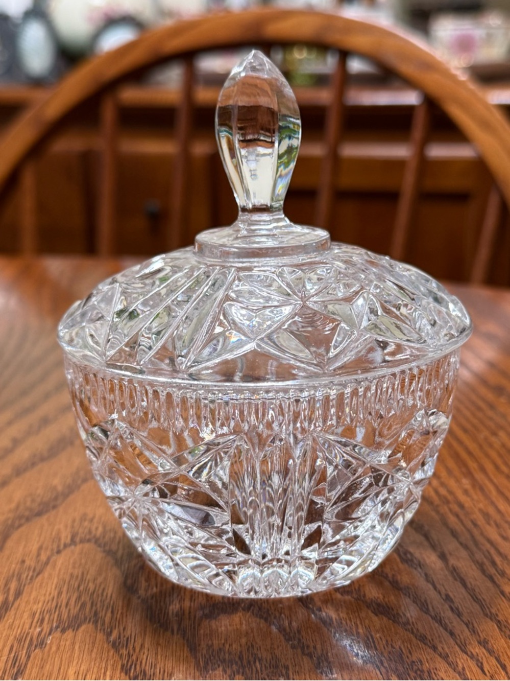 Vintage Clear Glass Sugar Bowl With Lid - Picture 9 of 9